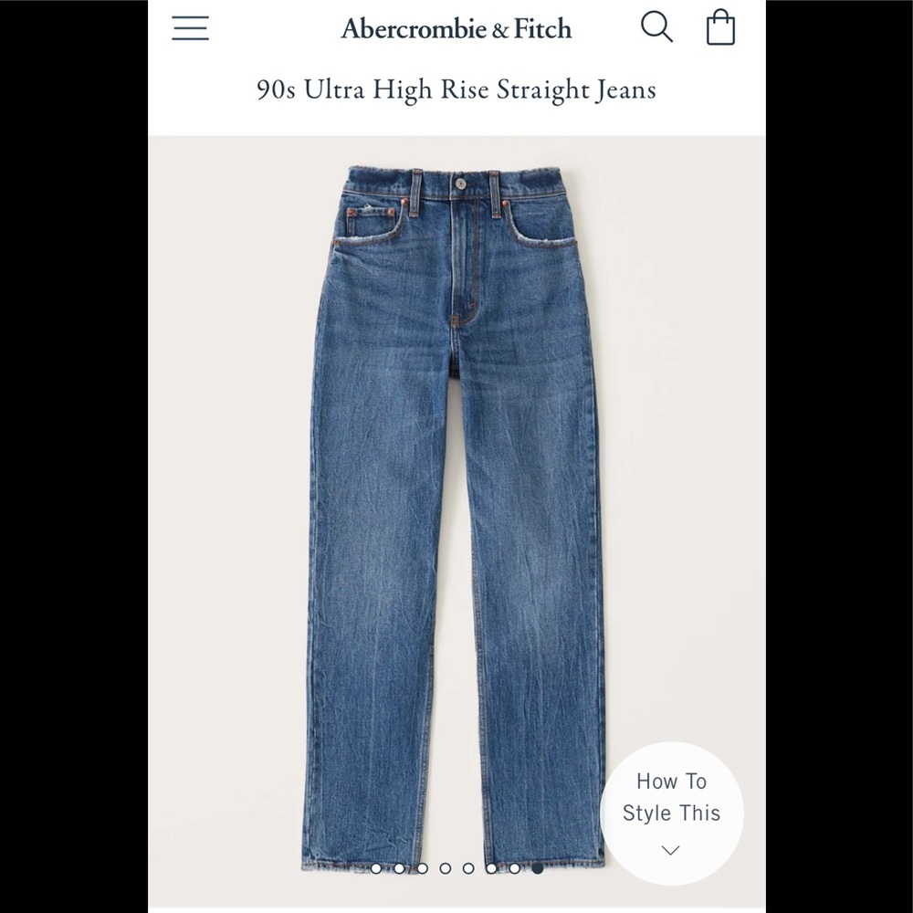 90s ultra high rise jeans from Abercrombie and Fitch. Medium and Dark Wash.